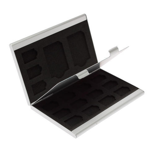 Silver Aluminum SD & Micro SD Memory Card Holder - Slim Case For 15 Cards (King Of Flash) - View #14