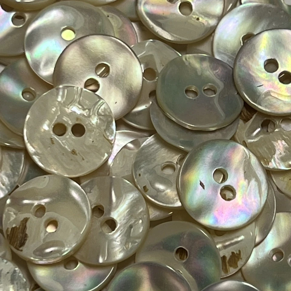 White Rainbow "Real" Abalone MOP Shell Sustainable Button 13mm 18mm 21mm 2hole - Image 2 of 4