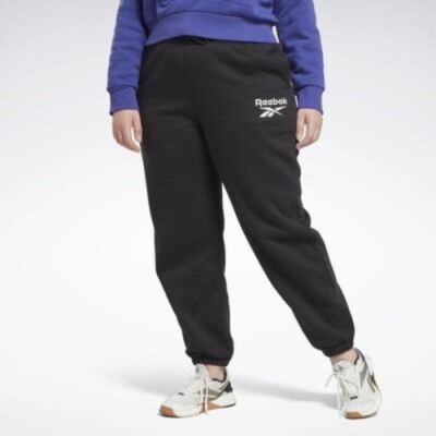 Reebok Women's Identity Logo Fleece Joggers in Black Size 2X
