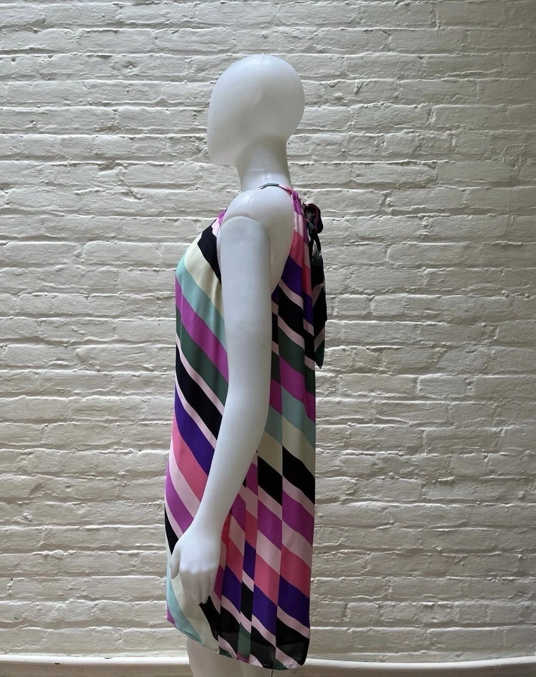 Vestido recto de seda a rayas brillantes LN TRINA TURK M Foto 3 de 4