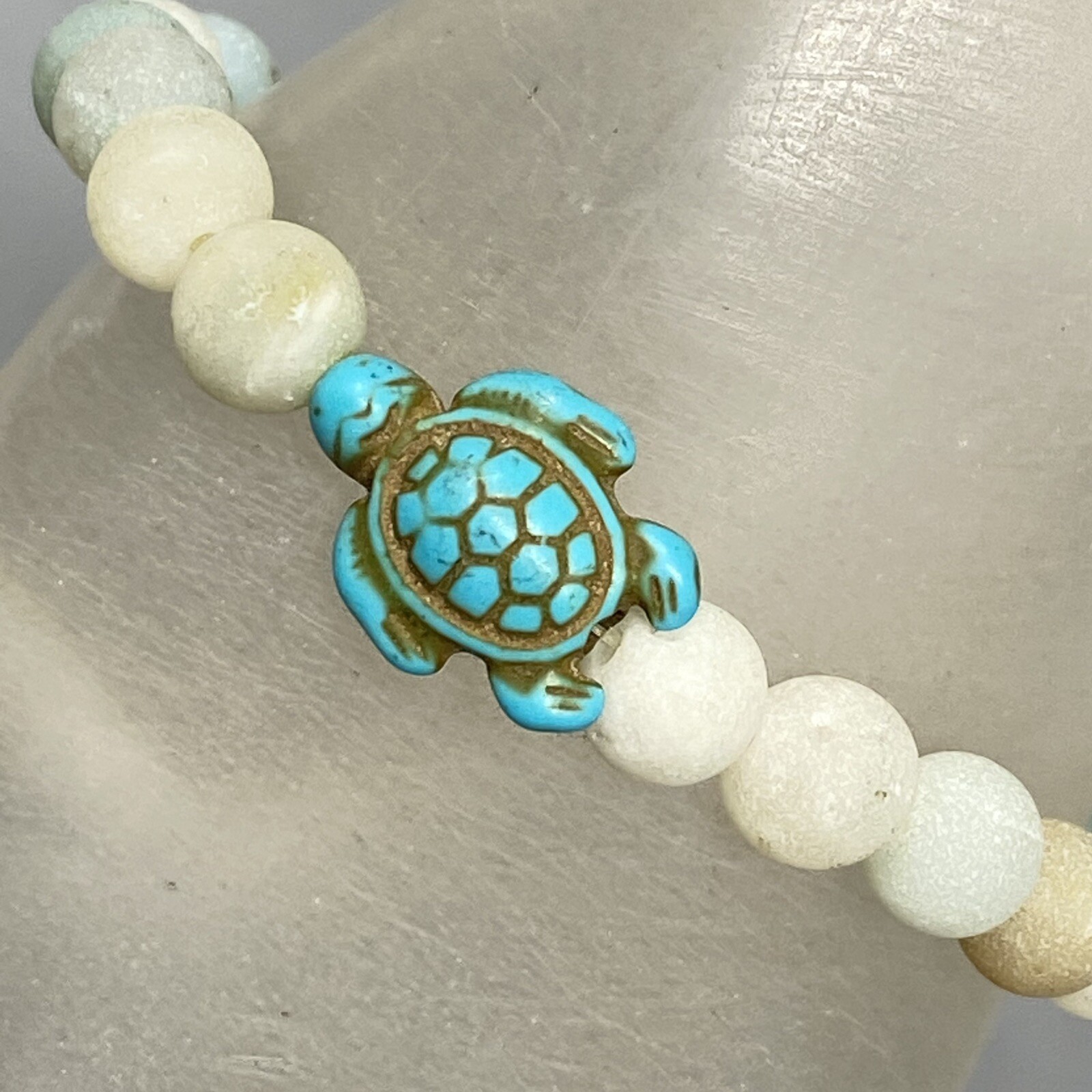 Turtle Stone Bracelet Soft Multicolor Gemstone Be… - image 2