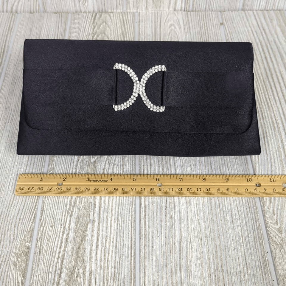 Bill Blass Womens Rhinestone Shoulder Bag Clutch Black Evening Wear