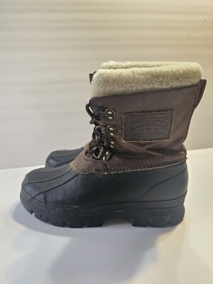 Polo Ralph Lauren Landen leather Shearling Lamb Trim Winter Rain Boots 11D