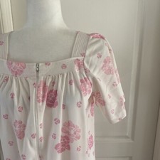 Vintage 70s Sears Take Along Small FLORAL zip up HOUSE dress ROBE lounger EUC C3