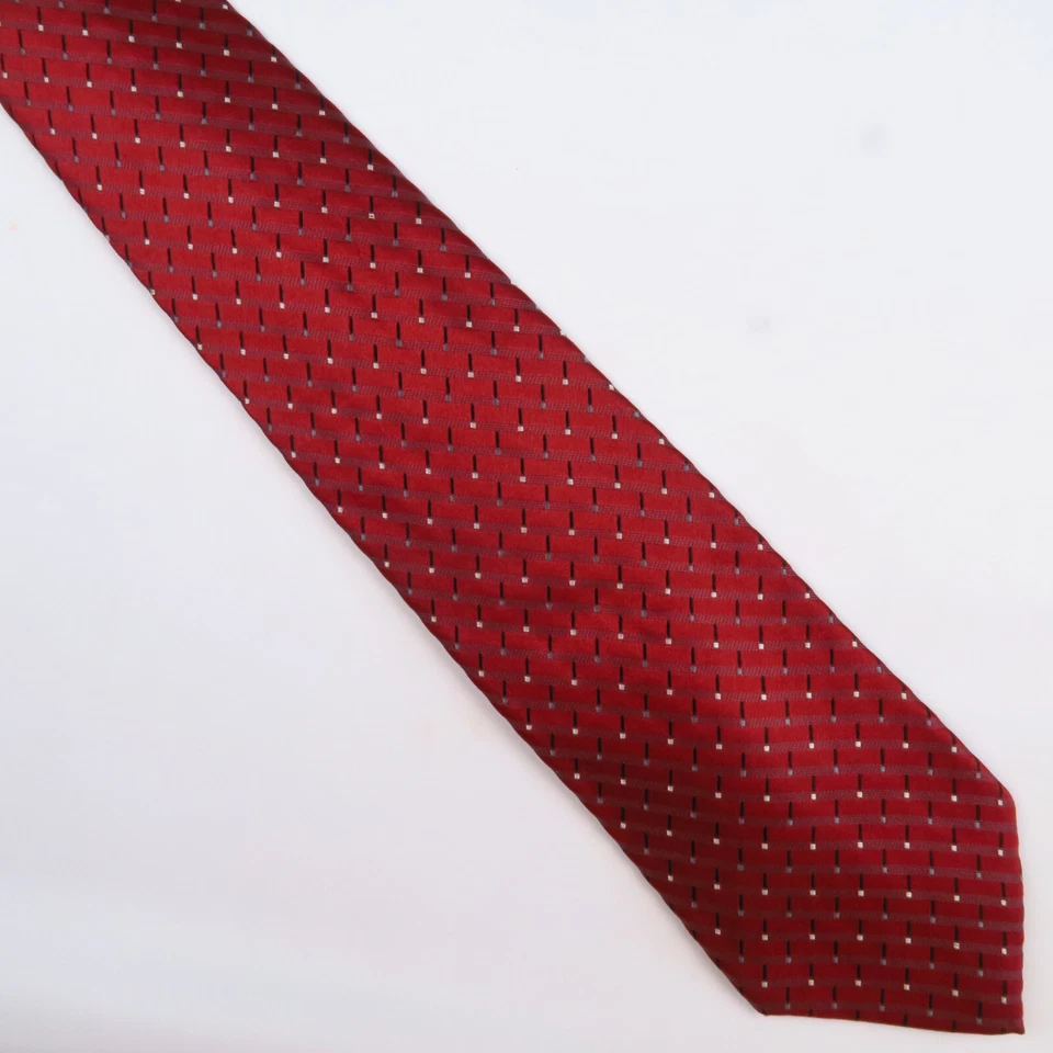 Corbata de seda a rayas rojas para hombre J Ferrar 60x4 Foto 2 de 4