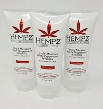 Hempz White Peppermint & Vanilla Hand & Foot Creme 3 oz 3 Tubes Limited Edition 