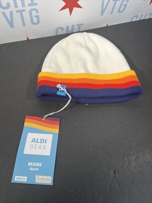 RARE Aldi Gear 2023 Beanie Stocking Cap Winter Hat / Colors White One Size NEW