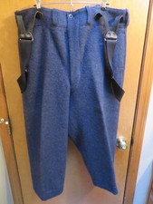 Vintage CARSS 100 Wool Mackinaw Pants with Suspenders 19 waist 34 long inseam