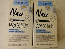 Nair Hair Remover Wax Ready-Strips for Face  Bikini, Sensitive Skin 40 Ct 2pk 