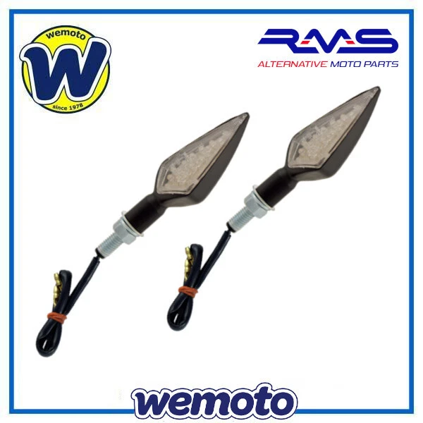 Coppia Frecce Luce a Led Nere Lente Bianca RMS Indicatori Universali Moto
