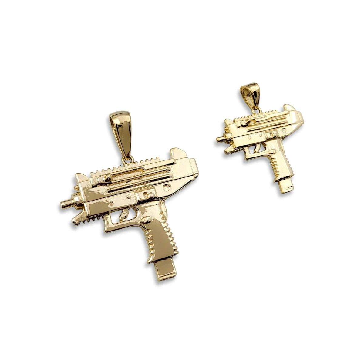 Solid 14K Yellow Gold Uzi Pendant Real Gold Gun Pendant eBay