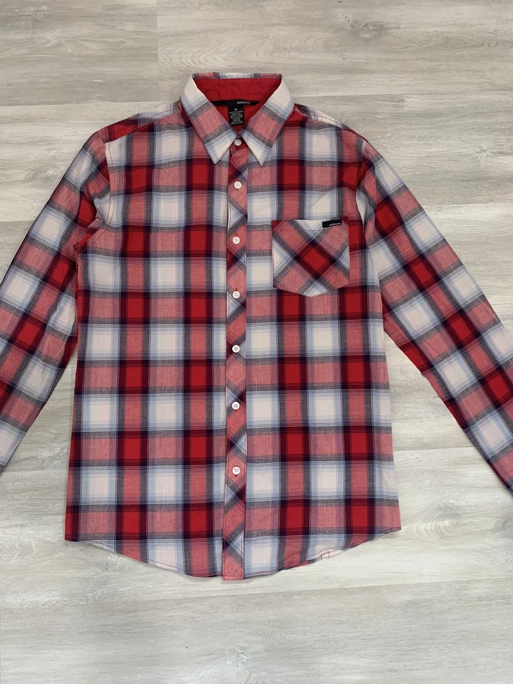 Ambiguous Shirt Mens Medium Multicolor Plaid Button Up Long Sleeve Skateboard - Image 3 of 4