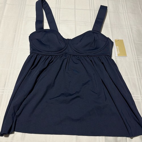 Michael Kors Damen Neu Navy Stretch Baby Puppe Tankini Schwimmen Top Größe M - Bild 3 von 5
