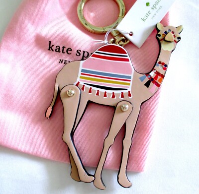 NWT Kate Spade Leather Spice Things Up Camel Key Fob Chain Keychain Bag Charm