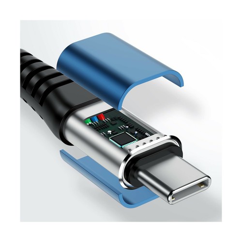 3 Pack USB Cable Extra Long 10 Feet Compatible Blue Wireless Faster Charging - Photo 6 sur 7