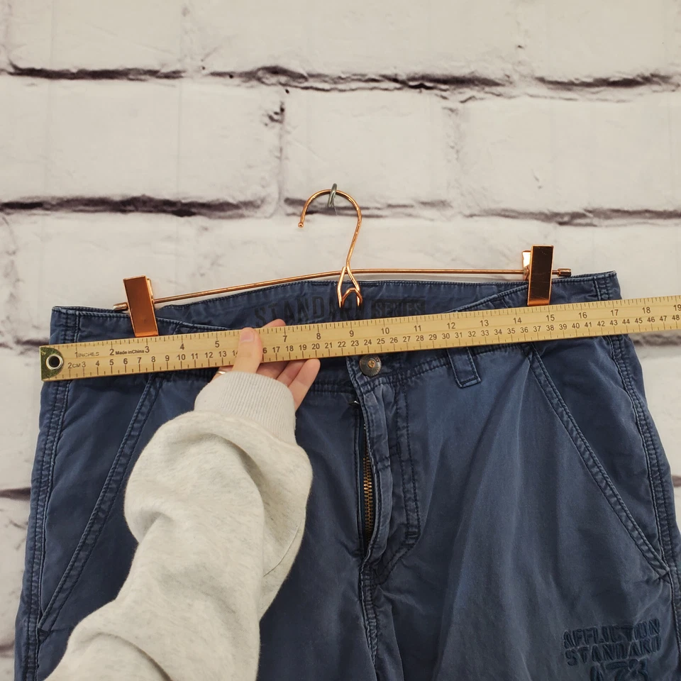 AFFLICTION STATION A73 短裤男式 W34 复古 Y2K 星条货物蓝色 — 第 2/4 张图片