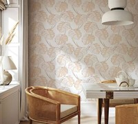 Vliestapete Blattmuster Textiloptik Floral Weiß Beige Apricot 81605 (4,40€/1Qm)