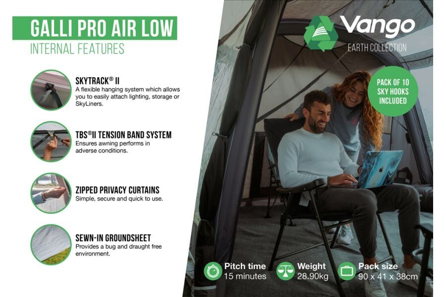 Vango Galli Driveaway Awning LOW Fixing height 180-210cms FITS VW's