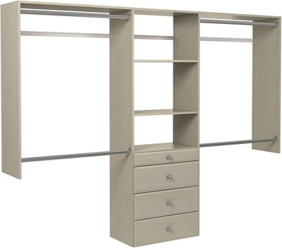 Easy Track OK7272-CG Closet Wall Mount System with Shelves Drawers with Hardware