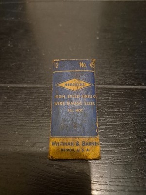 Whitman & Barnes No45 Drahtmessgerät Hochgeschwindigkeitsbohrer in Originalhülse