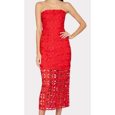 NWT MILLY Kait Tile Lace Dress Red Cocktail Party Dress Size 4