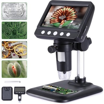 USB Microscope Mikroskop Digital Digitalmikroskop mit 8 LED-Leuchten 4.3-Zoll