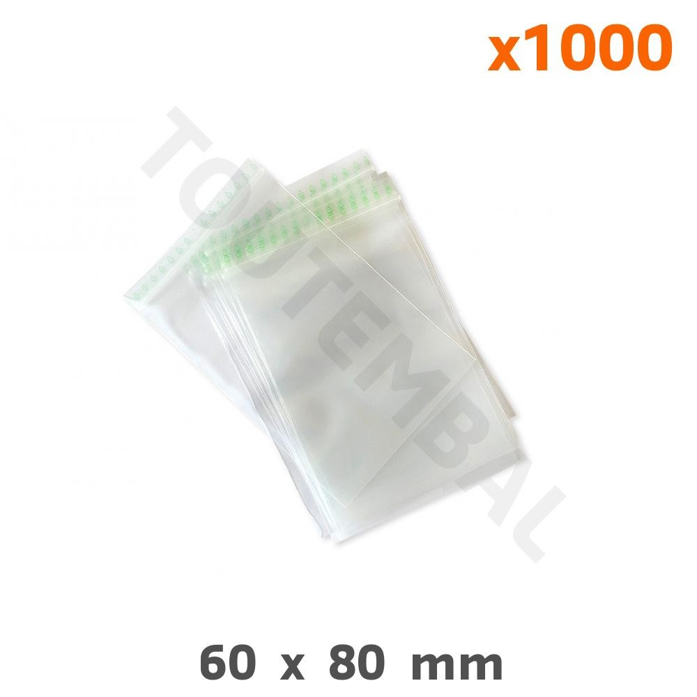 Sachet plastique zip recyclé 60x80 mm pochette transparente hermétique en lot de 1000