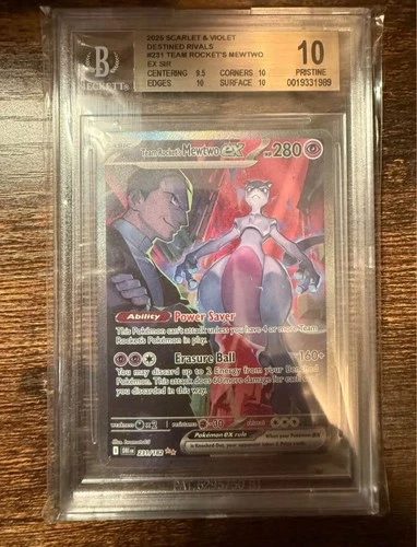 Pokemon Team Rocket's Mewtwo EX Destined Rivals SIR 231/182 BGS 10