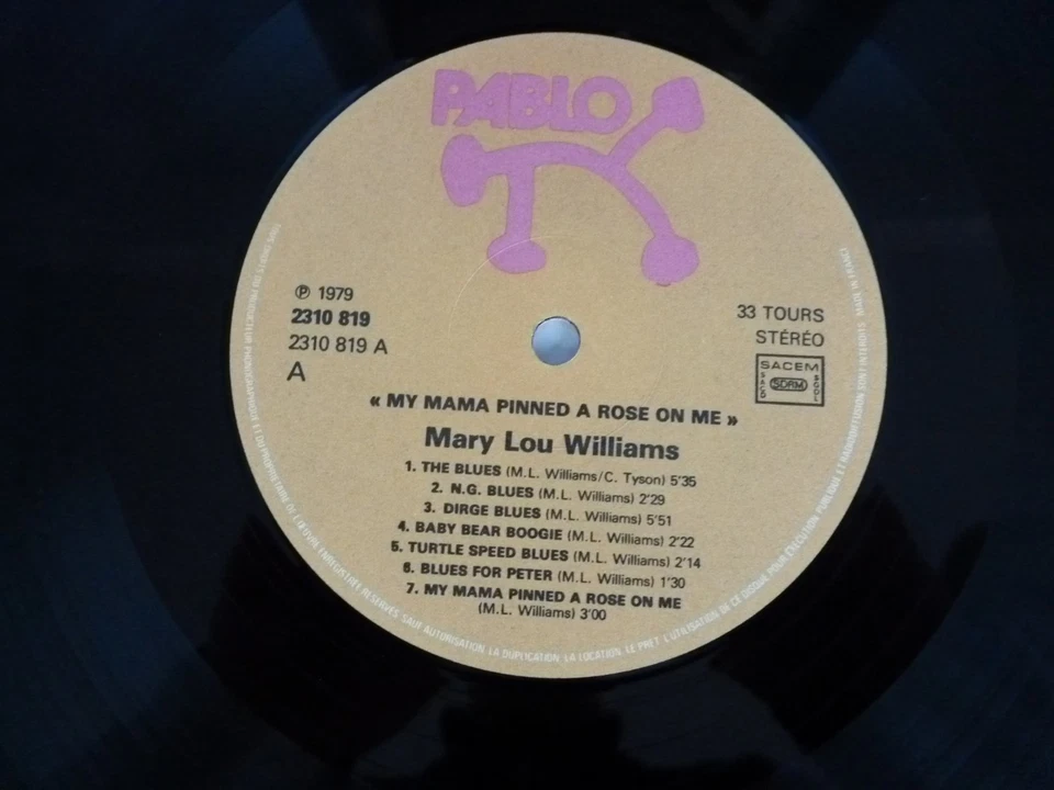 MARY LOU WILLIAMS - My Mama Pinned A Rose On Me - Pablo - Rare LP Jazz vinyle 33 - Photo 4/4