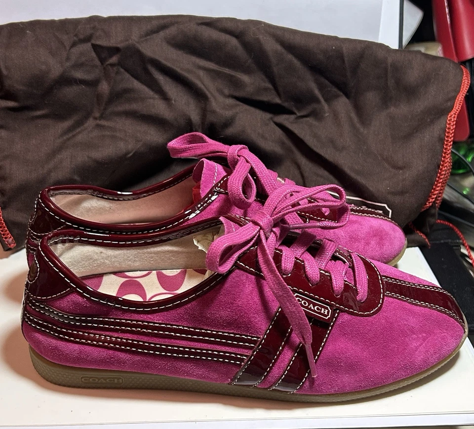 Coach Elle Magenta Rosa Sangría Gamuza Charol Tenis Zapatos para Caminar 5M Foto 4 de 4