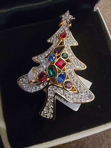 Broche de árbol de Navidad de cristal Swarovski 1510589 firmado por cisne - Imagen 8 de 11