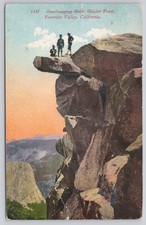 Postcard California Yosemite Overhanging Rock at Glacier Point with Men 76T     