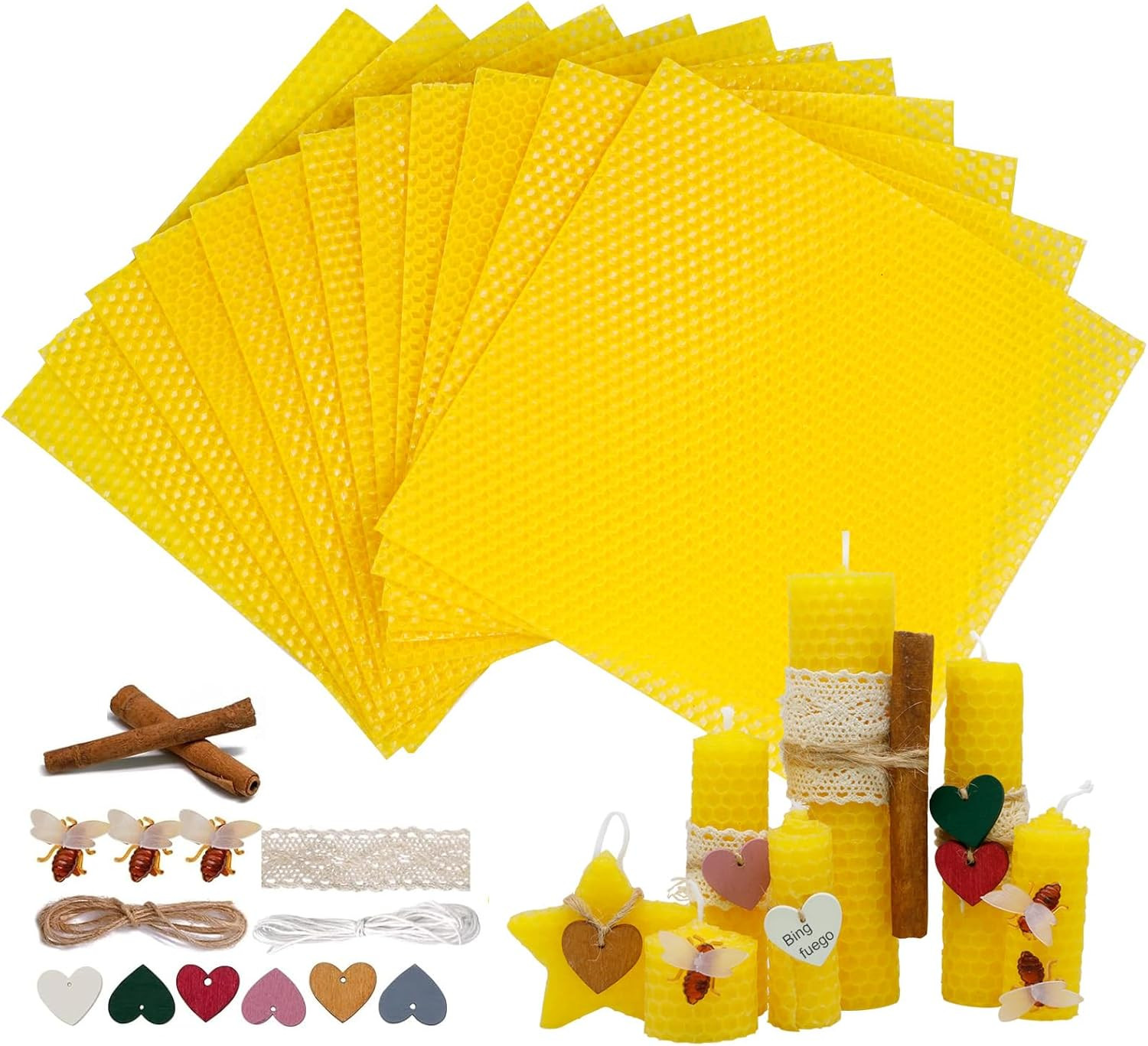 Natural Beeswax Candle Making Kit for Kids Adults - 8x8 12 C