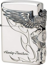 Zippo Lighter CASE ONLY Harley Davidson Silver Bald Eagle Brass HDP-26 Japan
