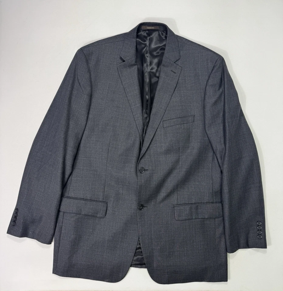 Traje de 2 piezas Tasso Elba lana cachemir gris azul a cuadros 46L 40x30,5 carrera moderno Foto 2 de 4