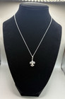 925 Sterling Silver Fleur de Lis Pendant Necklace Marcasite Style Vintage — photo 2