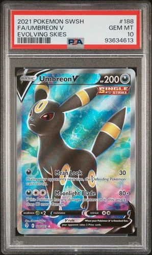 Umbreon V Pokemon Sword & Shield Evolving Skies 188/203 PSA 10