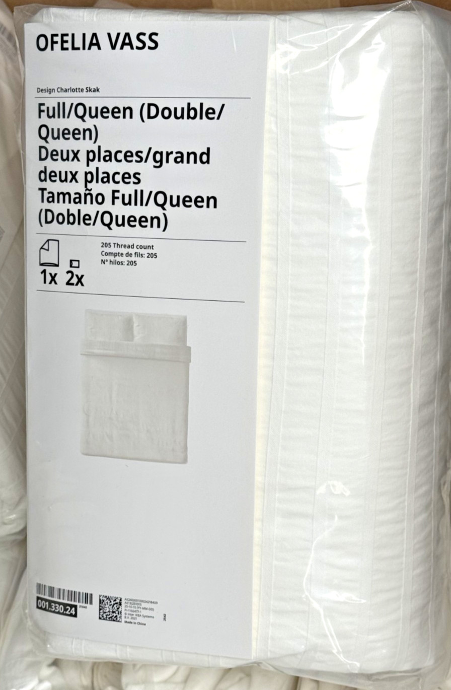 Ikea OFELIA VASS Full/Queen Duvet cover and 2 pillowcases white New 001.330.24