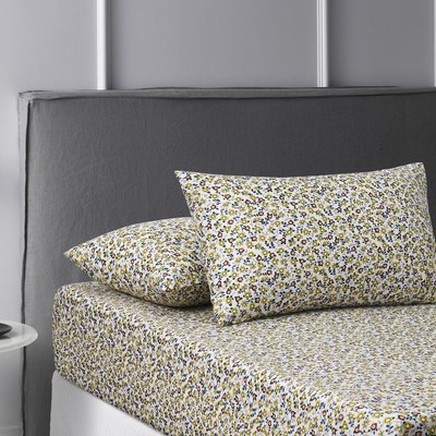 Accessorize Bedroom Collection Washed Cotton Fitted Sheet Set (Lisa Teal) - King