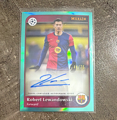 Topps Merlin Robert Lewandowski Autograph Insert 44/75 FC Barcelona UCL