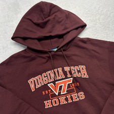 Virginia Tech Hokies Champion Eco Hoodie Sweatshirt Mens M Red Big Logo
