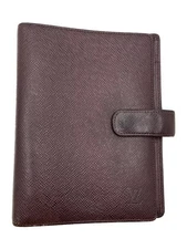 Louis Vuitton Agenda MM R20423 Taiga Brown Notebook Cover Used Damaged