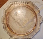 Vintage ANCHOR HOCKING Pink Depression Glass MAYFAIR OPEN ROSE Footed Cake Plate