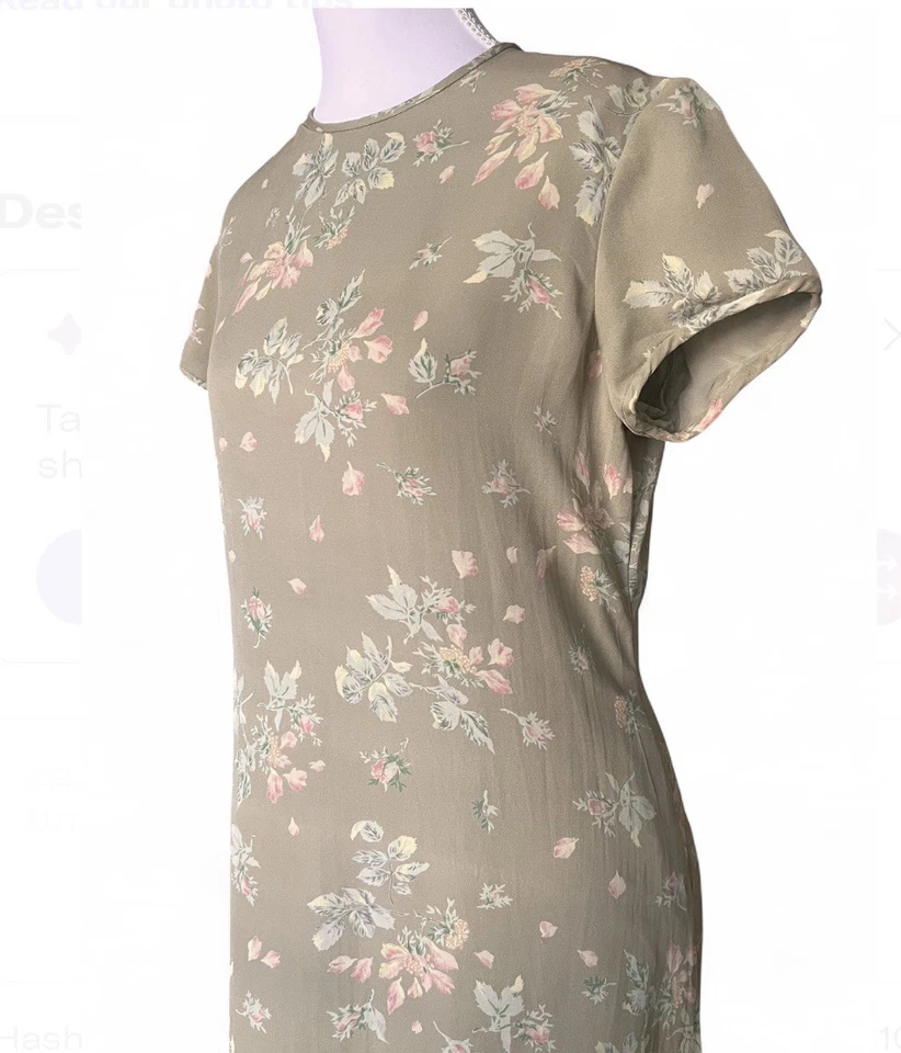 Vintage 90s Lauren Ralph Lauren Womens 8 Silk Floral Gown Dress Cottagecore - Image 3 of 4