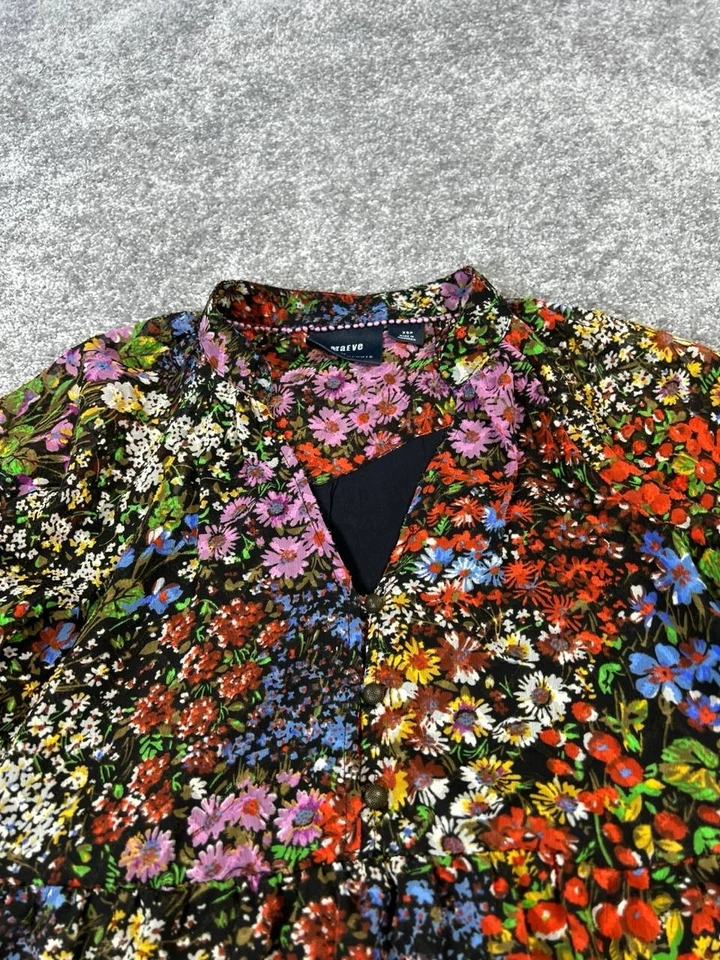 Maeve Dress Womens Xs Petite Red Blue Pink Green Floral Blouson - Image 2 of 4