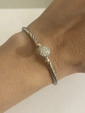 DAVID YURMAN 925 sterling silver 3mm Diamond chatelaine bracelet SMALL