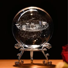 3D Engraved Solar System Sphere - 60mm Laser-Crafted Gift for Space Aficionados