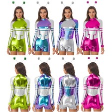 Women Alien Costume Masquerade Outfits Festival Astronaut Disco Bodysuit Dance