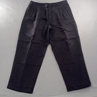 Conte di Milano Straight Leg Black Pleated Dress Pants Mens Size Actual 35x28