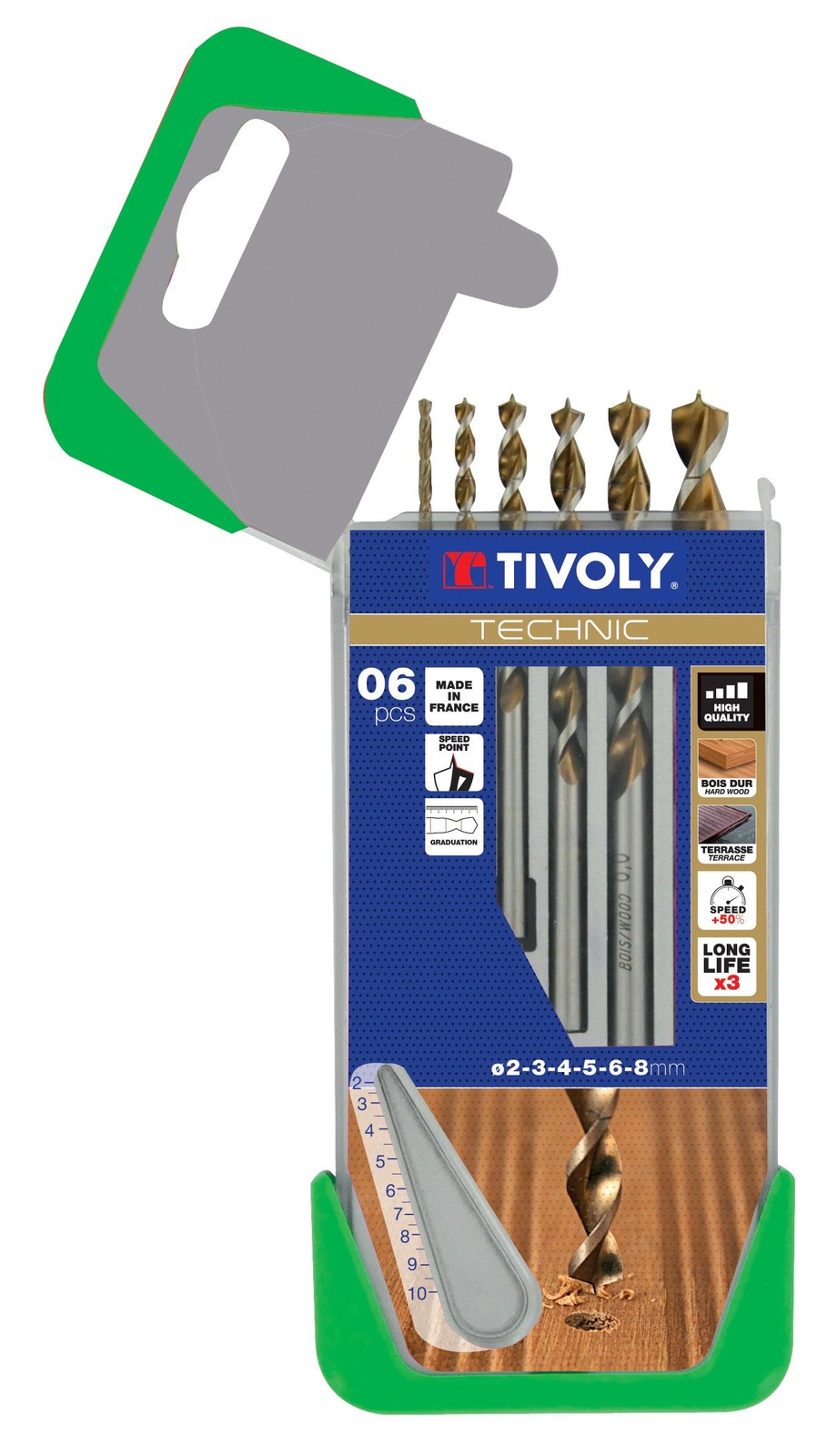 Forets bois Technic gradués Tivoly set de 6 outils de précision en acier carbone